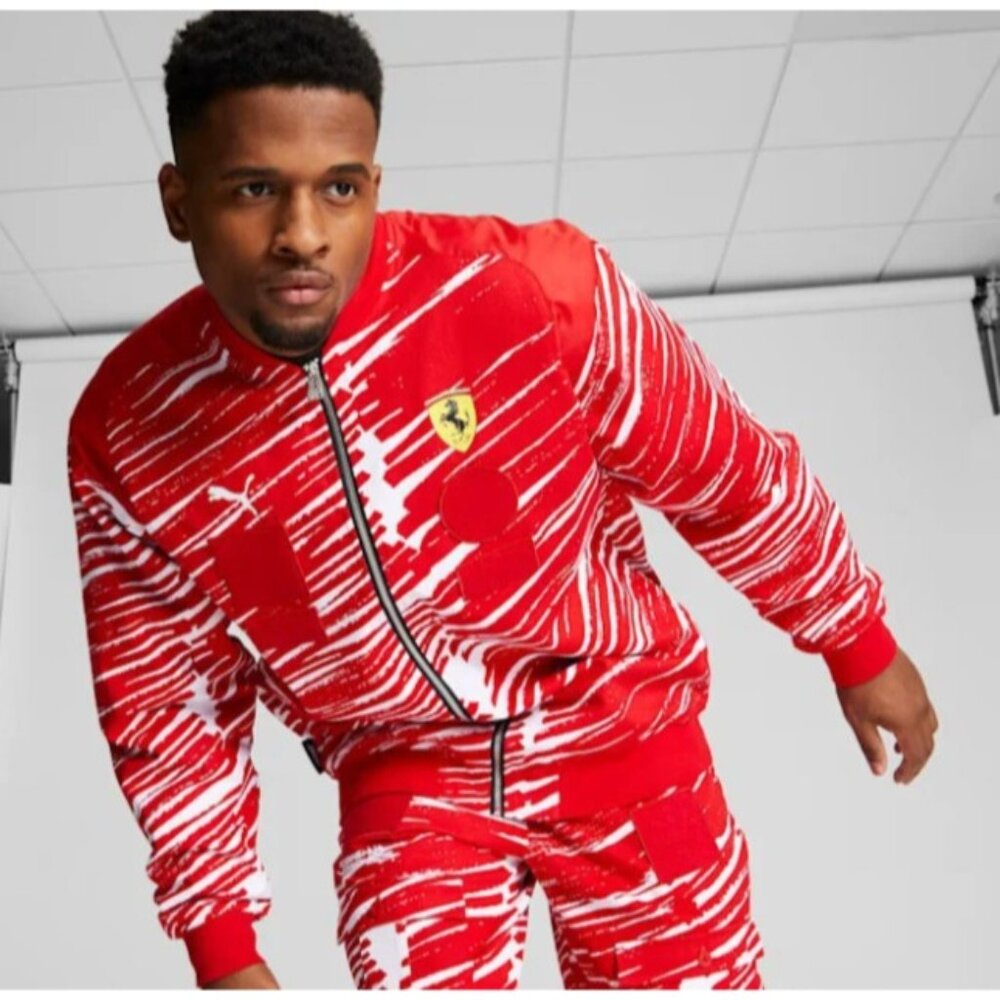 Puma Ferrari x Joshua Vides Race Jacket Men’s Size M Red White 624932 02 New